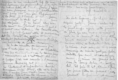 Avril 1913 - Lettre à son amie