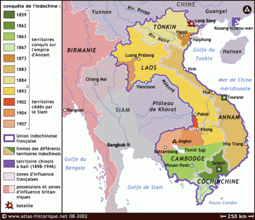 Carte de la conquête de l'Indochine